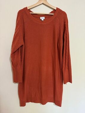 LuLaRoe Burnt Orange Cable Sleeve Crewneck Sweater